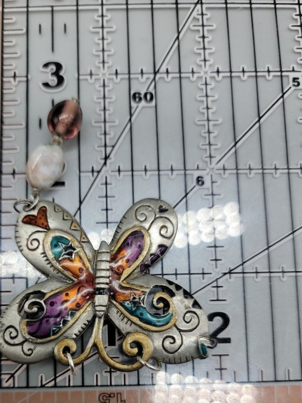 Sterling Silver Butterfly Pendant Necklace Enamel Inlaid 15" 925 Choker Chain - Picture 3 of 16